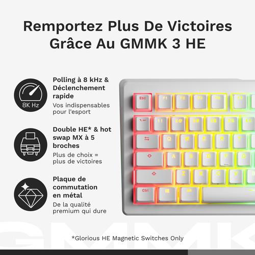 Glorious Gaming GMMK 3 HE 100% Prebuilt toetsenbord Gamen USB QWERTY Amerikaans Engels Wit