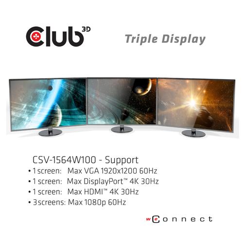 Club 3D USB TYPE C3.2 GEN 1 TRIPLE DISPLAY DYNAMIC PD CHARGING 100W