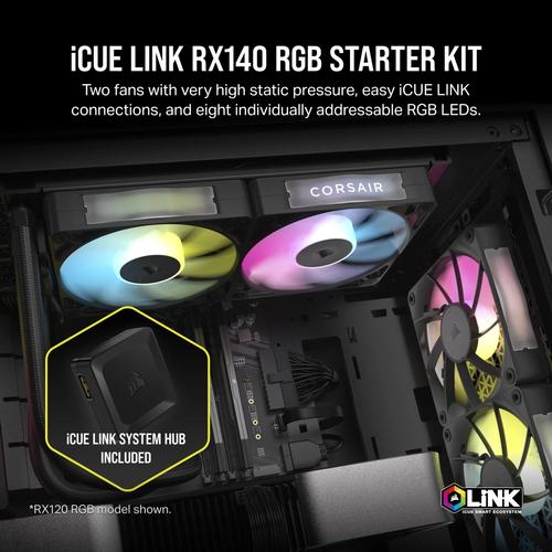 Corsair CORSAIR RX RGB Series iCUE LINK RX140 RGB 140mm RGB Fan Dual Fan Kit