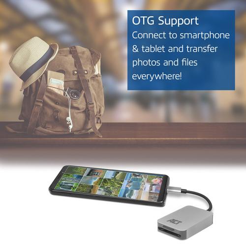 ACT USB-C card reader for SD and micro SD SD 4.0 UHS-II