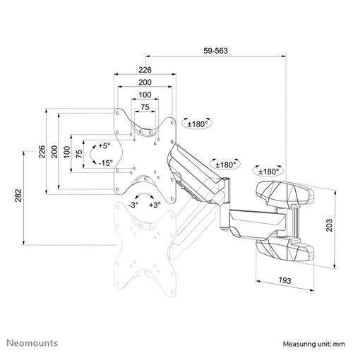 Neomounts Neomounts wall mounted gas spring TV mount (3 pivots VESA 200x200)