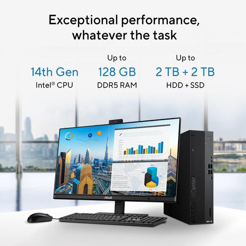 ASUS ExpertCenter D7 SFF D701SER-714700311X Intel® Core™ i7 i7-14700 16 GB DDR5-SDRAM 1 TB SSD Windows 11 Pro PC Zwart