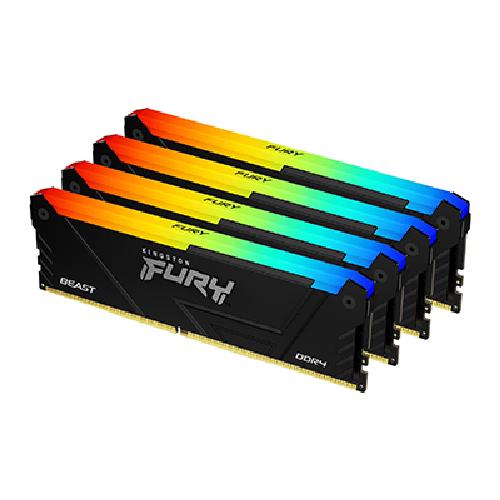 Kingston 64GB 3200MT/s DDR4 CL16 DIMM (Kit of 4)1Gx8 FURY Beast RGB