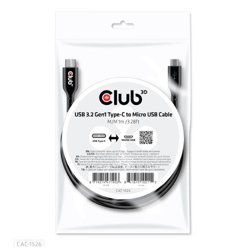 Club 3D USB TYPE C 3.2 GEN 1 TO USB MICRO CABLE1M/3.28FT