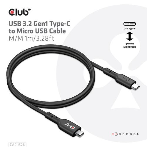 Club 3D USB TYPE C 3.2 GEN 1 TO USB MICRO CABLE1M/3.28FT
