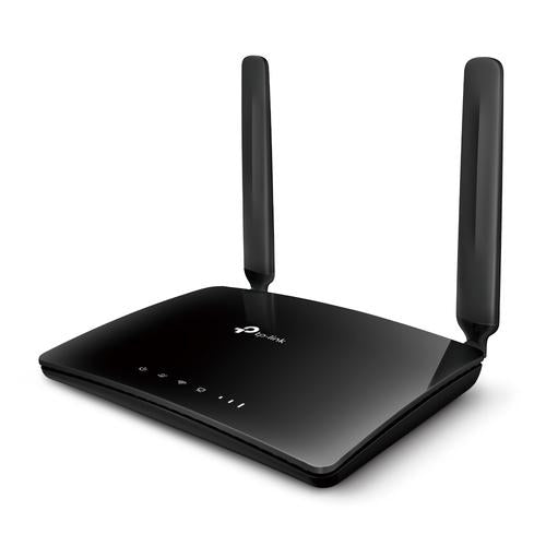 TP-Link AC750 Wireless Dual Band 4G LTE Router Modem  3x 10/100Mbps LAN  10/100Mbps LAN/WAN  300Mbps 2.4GHz  433Mbps 5GHz 3 int. WiFi antenna  2 detachable LTE antenna