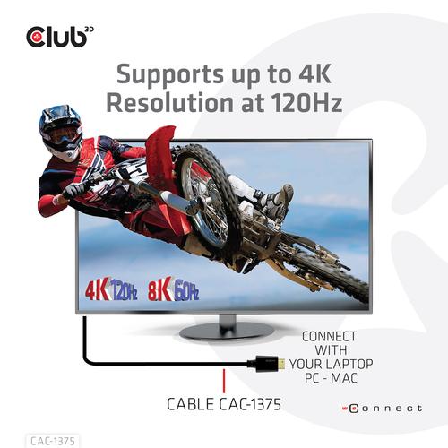 Club 3D HDMI 2.1 MALE TO HDMI 2.1 MALE ULTRA HIGH SPEED 4K 120Hz 8K60HZ  5m