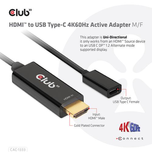 Club 3D HDMI-USB-C 4K60Hz Active Adapter M/F