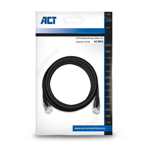 ACT CAT6 Networking Cable copper 2 Meter Black