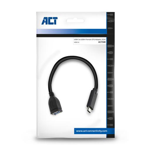ACT USB-C - Type-A female OTG Cable USB 3.2Gen1 0.2 Meter