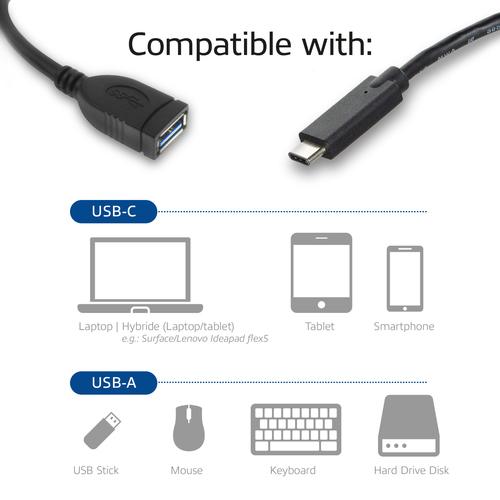 ACT USB-C - Type-A female OTG Cable USB 3.2Gen1 0.2 Meter