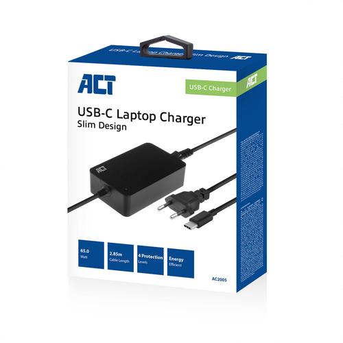 ACT USB-C charger for laptops up to 15 6i 65W Slim model