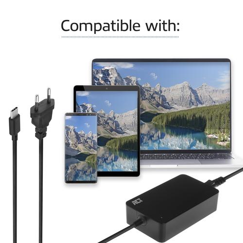 ACT USB-C charger for laptops up to 15 6i 65W Slim model