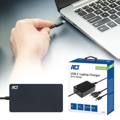 ACT USB-C charger for laptops up to 15 6i 65W Slim model