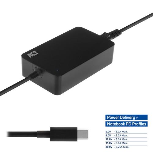 ACT USB-C charger for laptops up to 15 6i 65W Slim model
