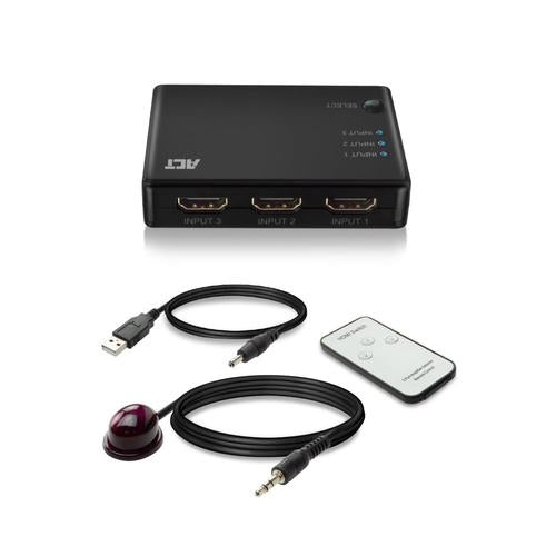ACT 3 x 1 HDMI switch 4K@60Hz USB powered incl remote control