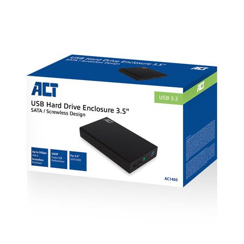 ACT USB 3.2 Gen1 3.5i SATA Hard Disk Enclosure Screwless