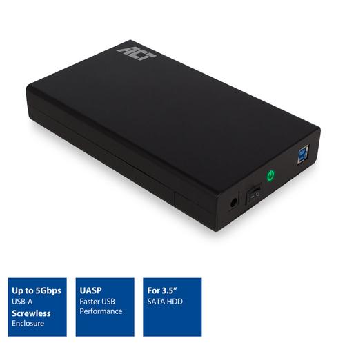 ACT USB 3.2 Gen1 3.5i SATA Hard Disk Enclosure Screwless