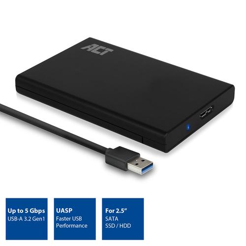 ACT USB 3.2 Gen1 2.5i SATA HDD/SSD Screwless Enclosure