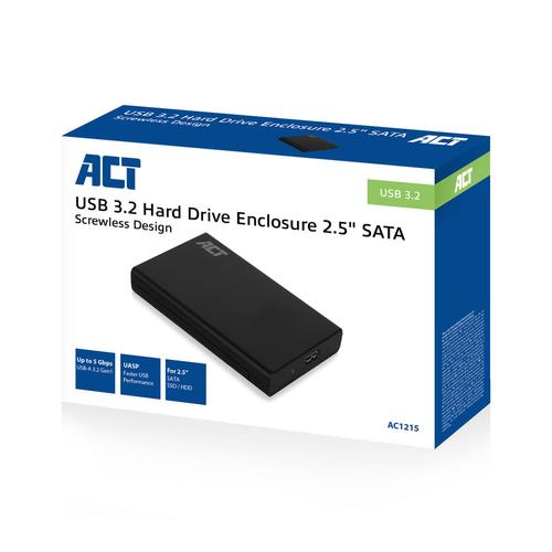ACT USB 3.2 Gen1 2.5i SATA HDD/SSD Screwless Enclosure
