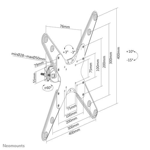 Neomounts Neomounts Screen Pole Clamp/Truss Mount1 pivot VESA 400x400 (polediameter 28-50 mm)