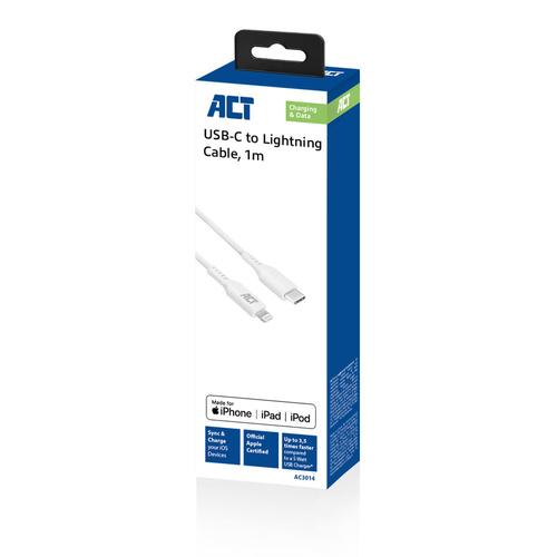 ACT USB-C Lightning Cable for Apple 1.0m MFI official Apple Certified