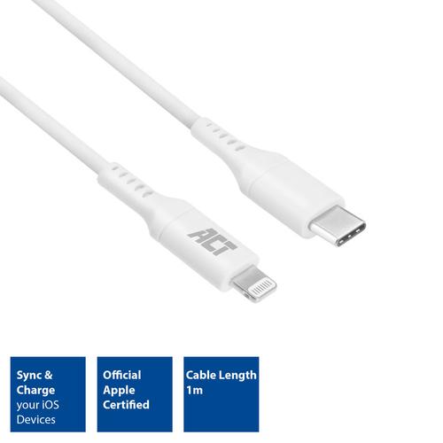 ACT USB-C Lightning Cable for Apple 1.0m MFI official Apple Certified