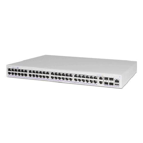 Alcatel Lucent OS6360-48 GigE fixed chassis 48 RJ-45 10/100/1G BaseT 2 fixed RJ45/SFP combo (1G) 2 fixed SFP+ (1G/10G) uplink/stackingports. 1RU size internal AC power su