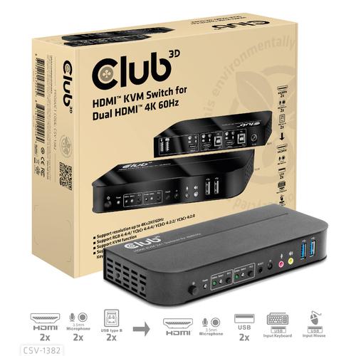 Club 3D HDMI KVM SWITCH FOR DUAL HDMI 4K60HZ