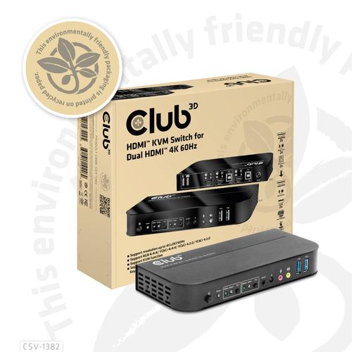 Club 3D HDMI KVM SWITCH FOR DUAL HDMI 4K60HZ