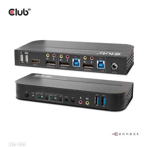 Club 3D DISPLAYPORT /HDMI KVM SWITCH FOR DUAL DISPLAYPORT 4K60HZ