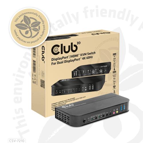 Club 3D DISPLAYPORT /HDMI KVM SWITCH FOR DUAL DISPLAYPORT 4K60HZ