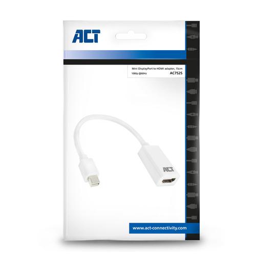 ACT Adapter Cable Mini DisplayPort male - HDMI-A female 0.15 Meter