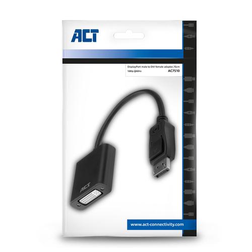 ACT Adapter DisplayPort male - DVI female 0.15 Meter