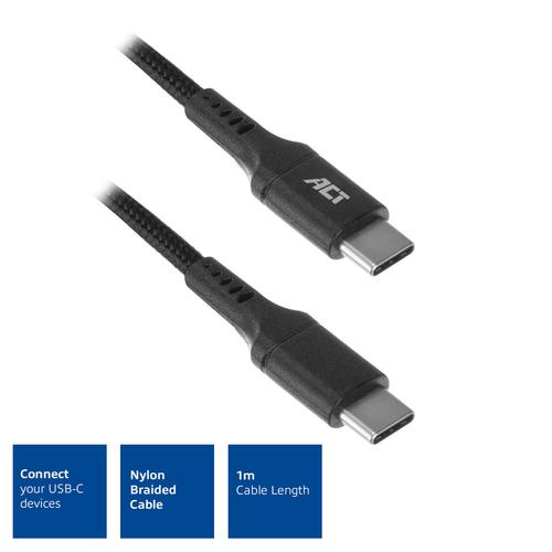 ACT USB-C to USB-C cable 1.0m 60W for Jar display Previous Ewent EW1379