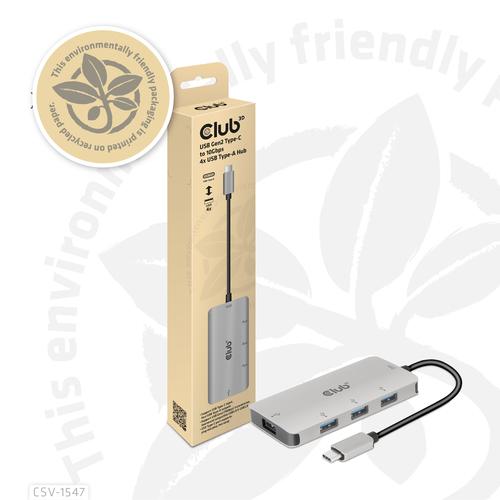 Club 3D USB GEN2 TYPE-C TO 10GBPS 4X USB TYPE-AALUMINIUM CASING HUB
