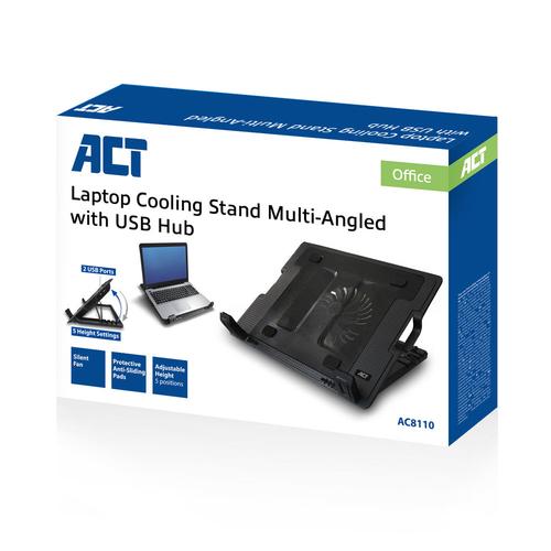 ACT Laptop stand with fan and 2-port usb hub