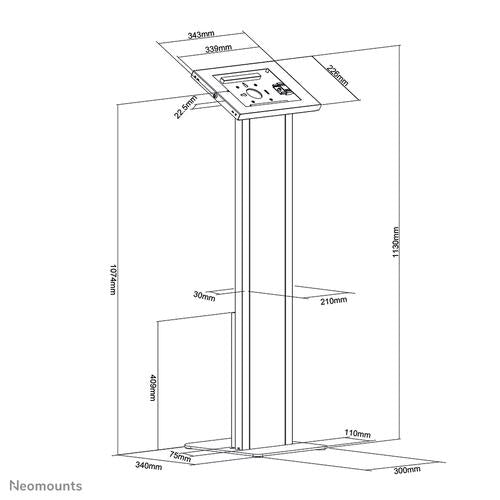 Neomounts Neomounts floor stand with cabinet lockable tablet casing for Apple iPad PRO Air & Samsung Galaxy Tab