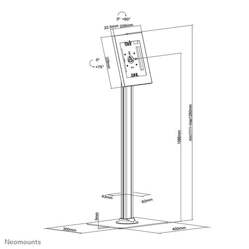 Neomounts Neomounts floor stand lockable tablet casing for Apple iPad PRO Air & Samsung Galaxy Tab