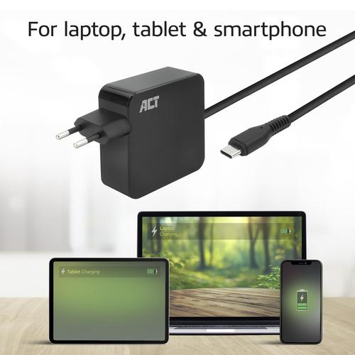 USB-C laptop wall charger 65W with Power Delivery profiles
