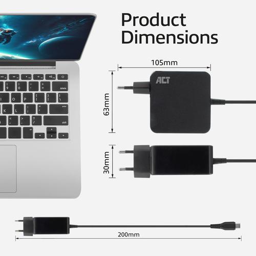 USB-C laptop wall charger 65W with Power Delivery profiles