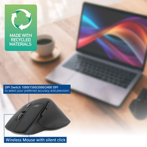 ACT Draadloze muis 2400 DPI, stille klik, milieuvriendelijk, gemaakt van gerecyclede materialen