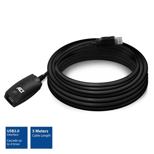 ACT USB 2.0 Signaalversterker, 5 meter