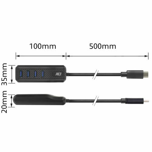 ACT AC6420 interface hub USB 3.2 Gen 1 (3.1 Gen 1) Type-C 5000 Mbit/s Zwart