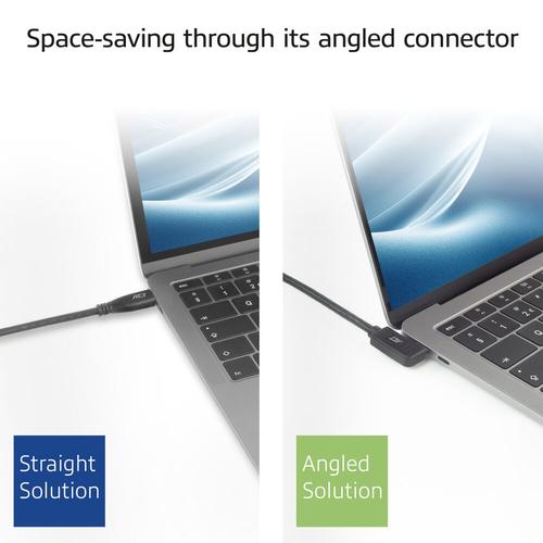 ACT USB 3.0 10Gbps 60W USB Type-C (recht) naar USB Type-C (haaks links/rechts) kabel, 0,5 meter