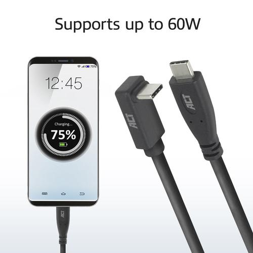 USB 3.0 10Gbps 60W USB Type-C (straight) to USB Type-C (up/down angled) Cable 1meter