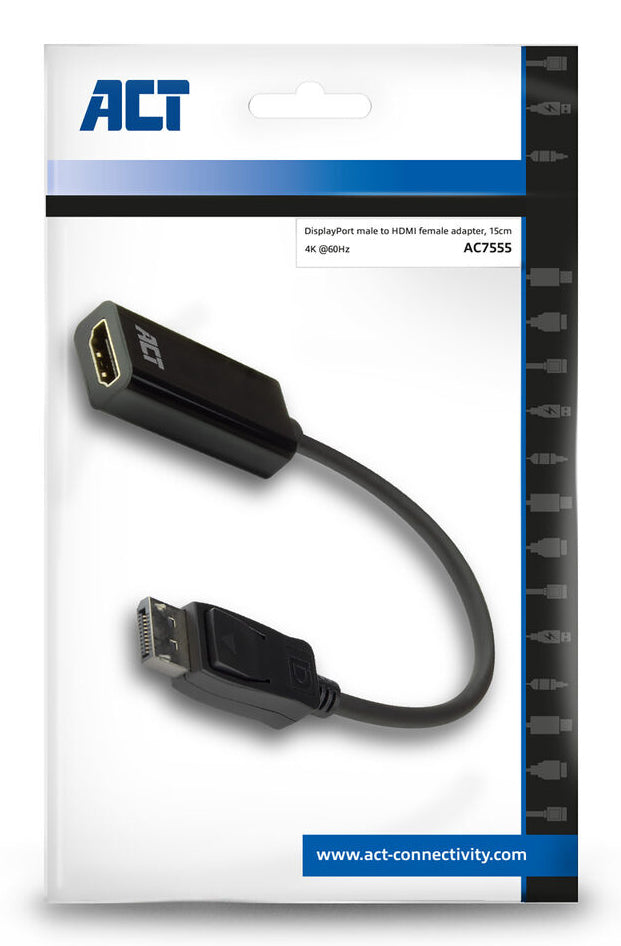 Adapter DisplayPort male - HDMI female 4K @ 30Hz 0.15 Meter