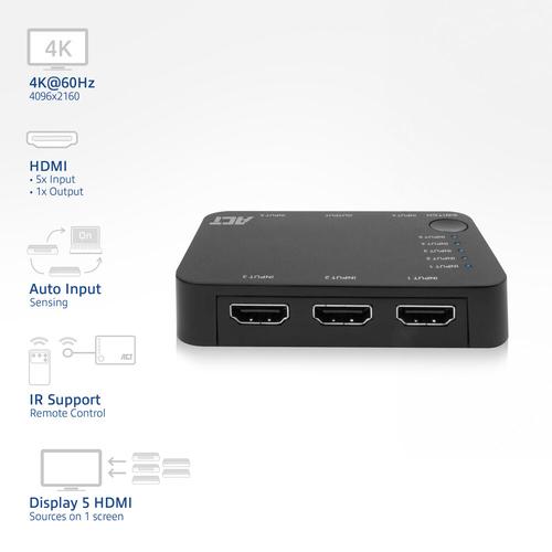 ACT 4K HDMI Switch 5 in, 1 out