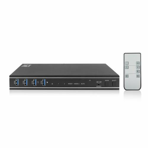 ACT 2-Poorts Dual HDMI 4K@60Hz KVM switch, USB 3.2 Gen1 (USB 3.0)