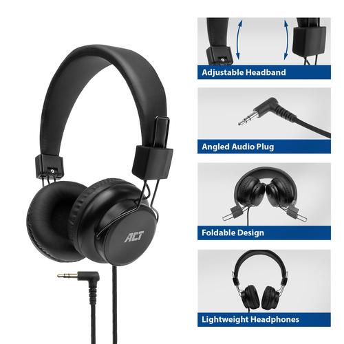 ACT Opvouwbare stereo hoofdtelefoon met 3,5mm audio-aansluiting